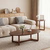 Nesting Coffee Table Set of 2 with Wood Veneered Top and Solid Rubber Wood Legs-Walnut