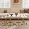 Nesting Coffee Table Set of 3 with Faux Marble Tabletop and Powder-coated Gold Metal Frame-White