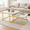 Nesting Coffee Table Set of 2 with Faux Marble Top and Metal Frame-White
