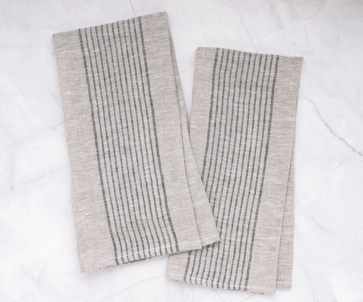 Striped Linen Tea Towels - Set of 2