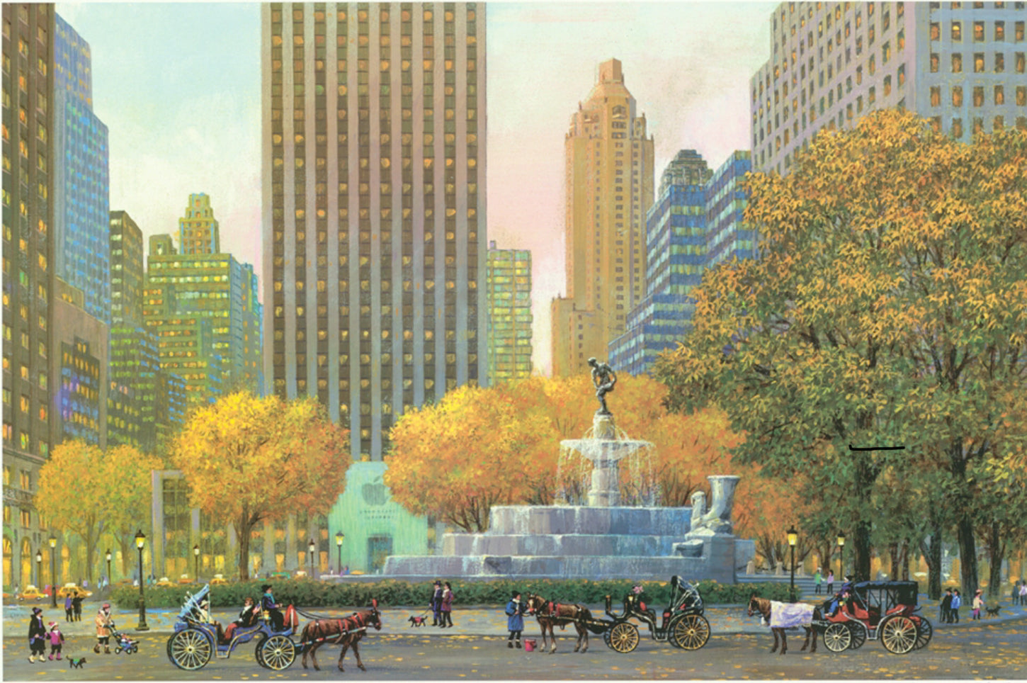 New York Pulitzer Fountain (UNFRAMED) by Alexander Chen - 11.5