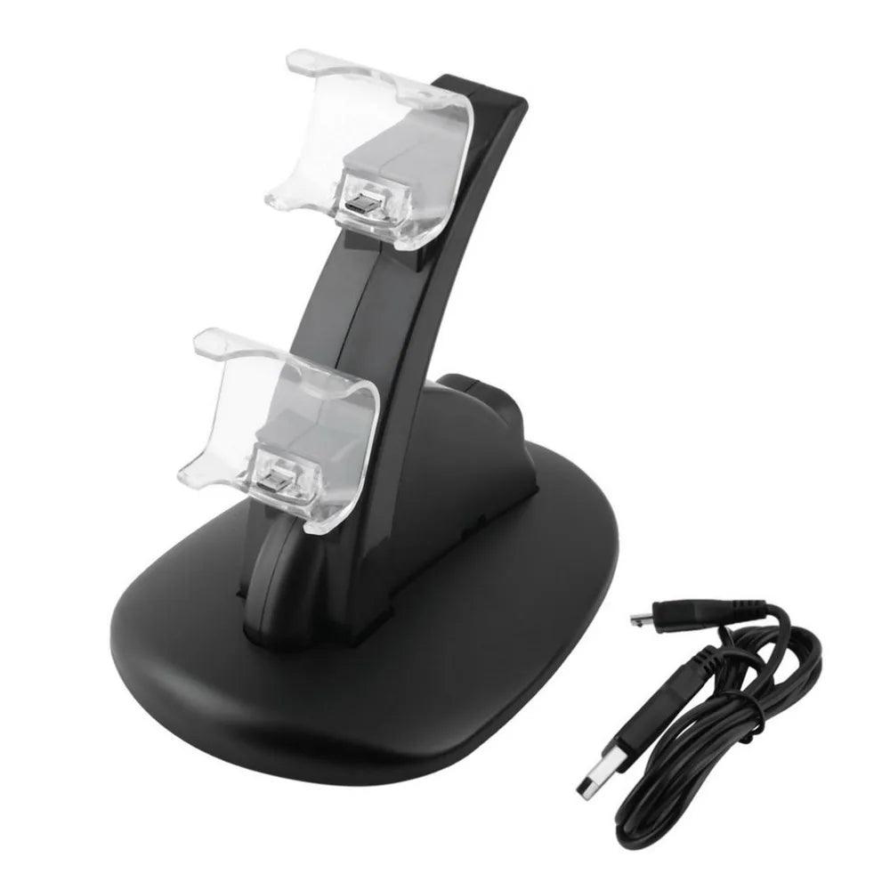 Dua USB Charging Socket Kit Charger Dock Stand Cradle For PS4 Console Controller Play Station Game Pad with USB Cable