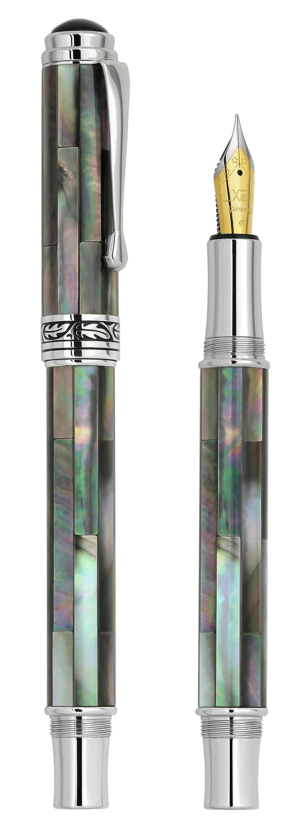 Maestro® Black Mother of Pearl & Platinum Plated Fountain Pen (Fine / Extra Fine Nib) - Gifts for You 'n Me