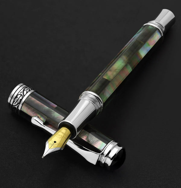Maestro® Black Mother of Pearl & Platinum Plated Fountain Pen (Medium Nib) - Gifts for You 'n Me