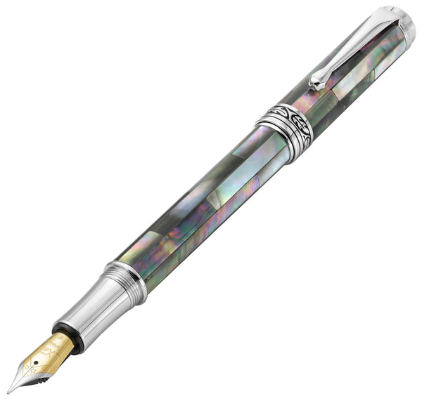 Maestro® Black Mother of Pearl & Platinum Plated Fountain Pen (Fine / Extra Fine Nib) - Gifts for You 'n Me