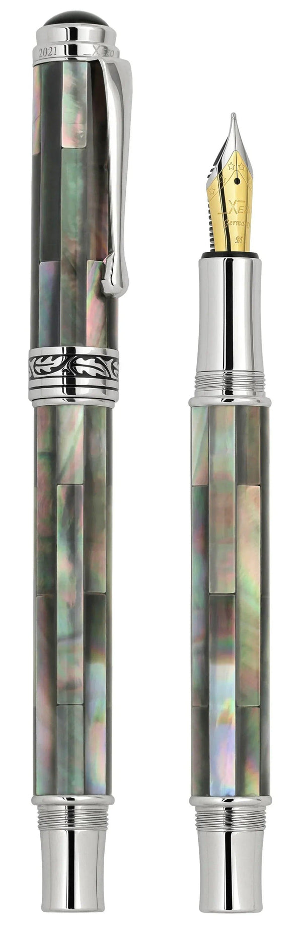 Maestro® Black Mother of Pearl & Platinum Plated Fountain Pen (Medium Nib) - Gifts for You 'n Me