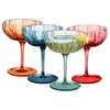 Flower Coupe Cocktail Colored Glasses | Set of 4 | Muted
