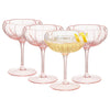 Flower Wave Champagne Coupe Cocktail Glassware, Set of 4