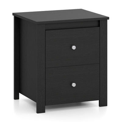 Nightstand with 2 Drawers & Storage for Bedroom Living Room Small Spaces-Black