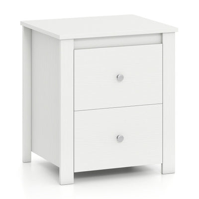 Nightstand with 2 Drawers & Storage for Bedroom Living Room Small Spaces-White