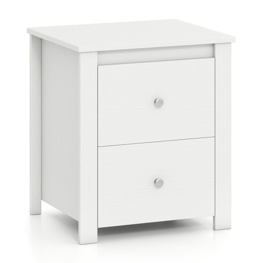Nightstand with 2 Drawers & Storage for Bedroom Living Room Small Spaces-White