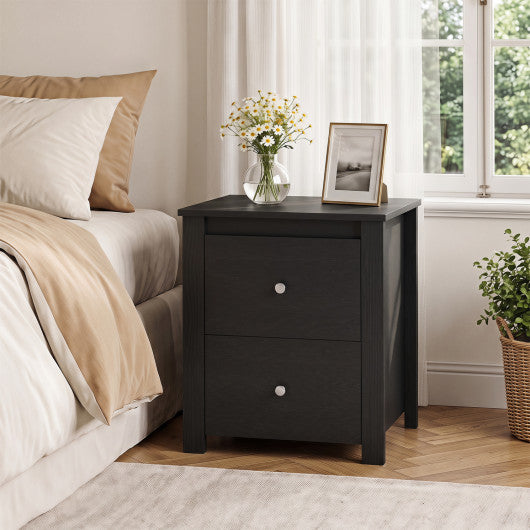 Nightstand with 2 Drawers & Storage for Bedroom Living Room Small Spaces-Black