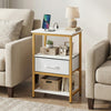 Nightstand with Charging Station and Adjustable Fabric Drawer for Bedroom and Living Room-1 Piece