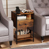 Nightstand with Charging Station Bedside Table with USB Ports and Outlets-Rustic Brown