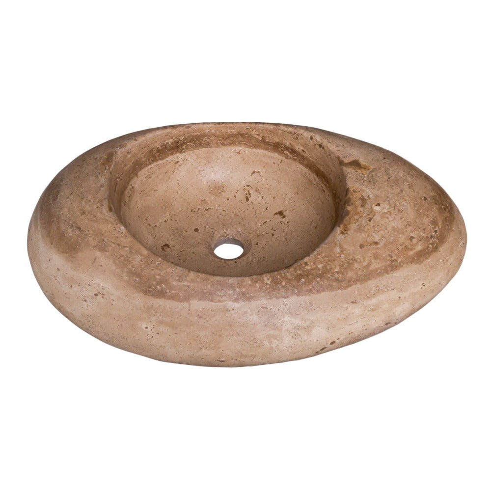 Noce Travertine Natural Stone Kayak Design Vessel Sink Honed and Filled (W)16