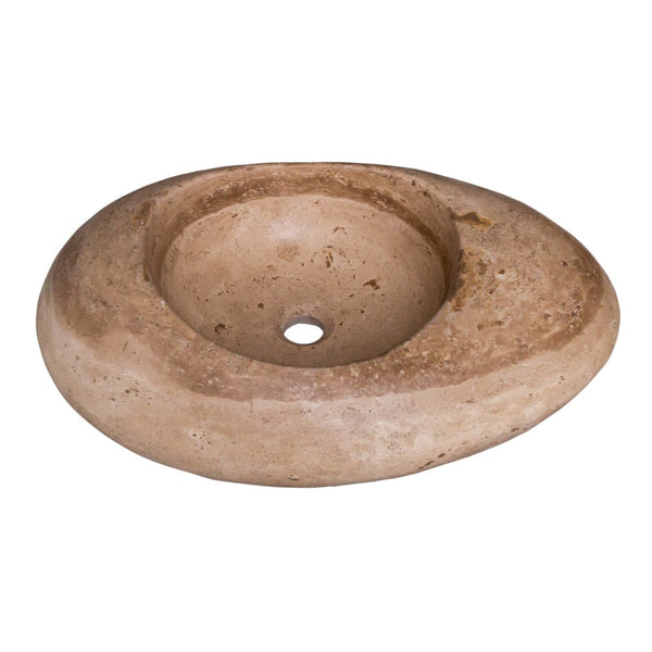 Noce Travertine Natural Stone Kayak Design Vessel Sink Honed and Filled (W)16