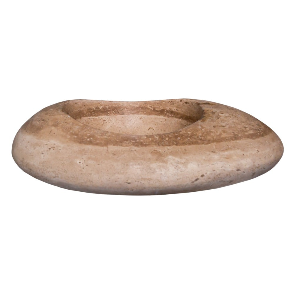 Noce Travertine Natural Stone Kayak Design Vessel Sink Honed and Filled (W)16