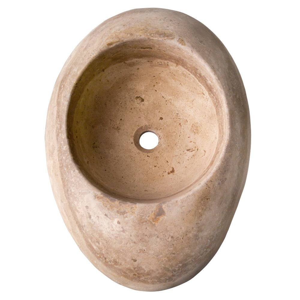 Noce Travertine Natural Stone Kayak Design Vessel Sink Honed and Filled (W)16