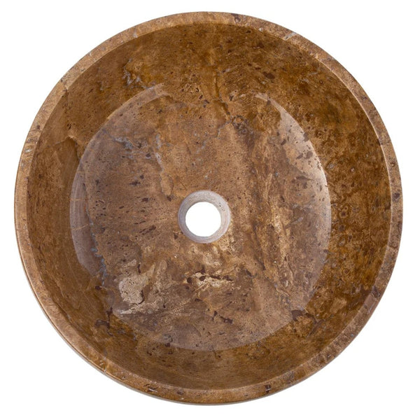 Noce Brown Travertine Natural Stone Vessel Sink Polished (D)16