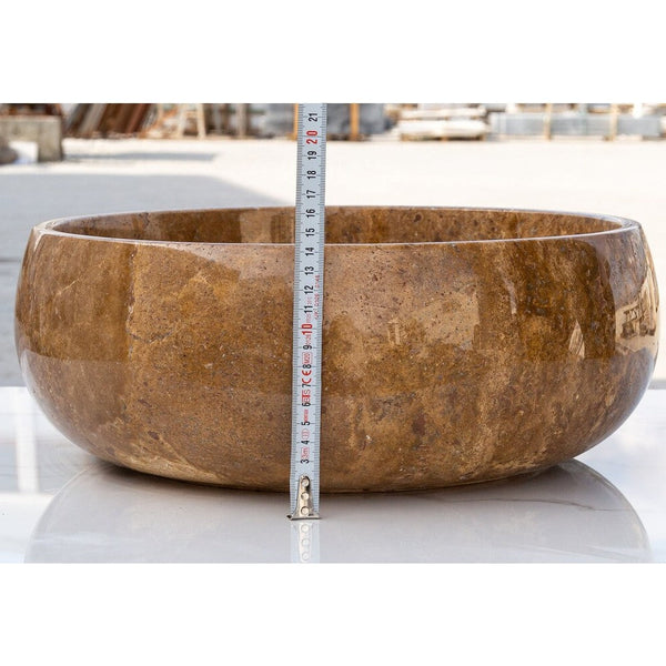 Noce Brown Travertine Natural Stone Vessel Sink Polished (D)16