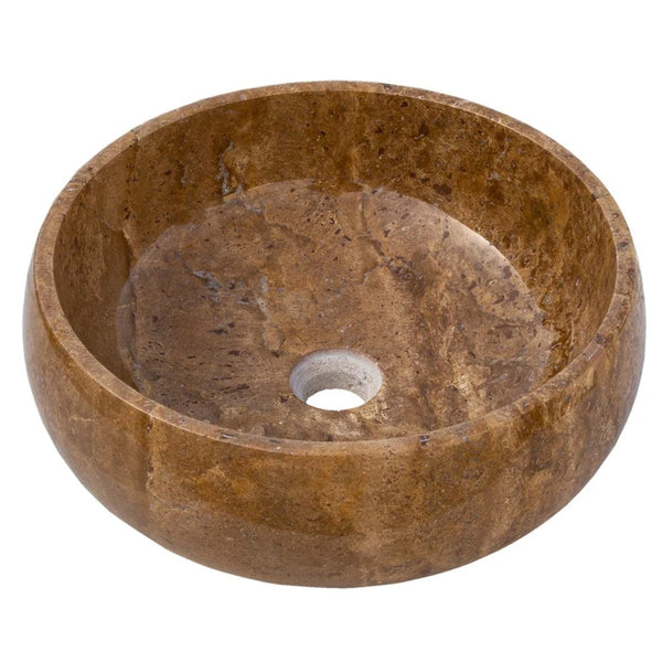 Noce Brown Travertine Natural Stone Vessel Sink Polished (D)16