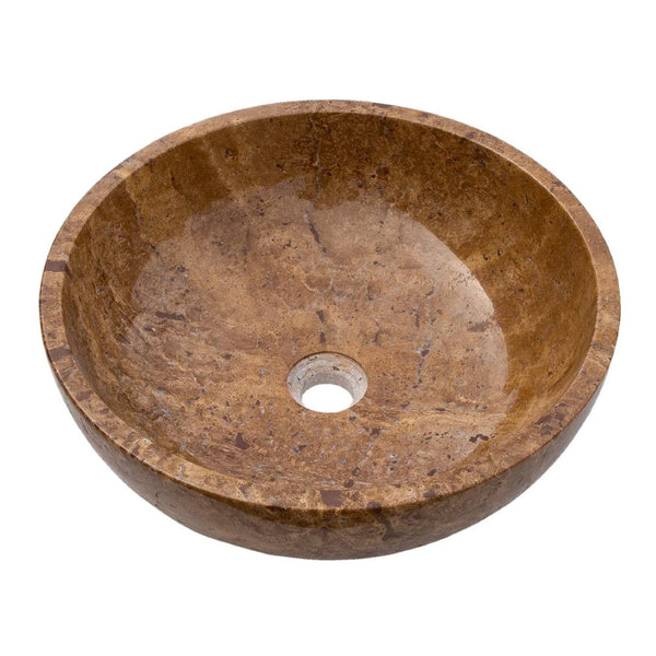 Noce Brown Travertine Natural Stone Undermount Vessel Sink Filled and Polished (D)16