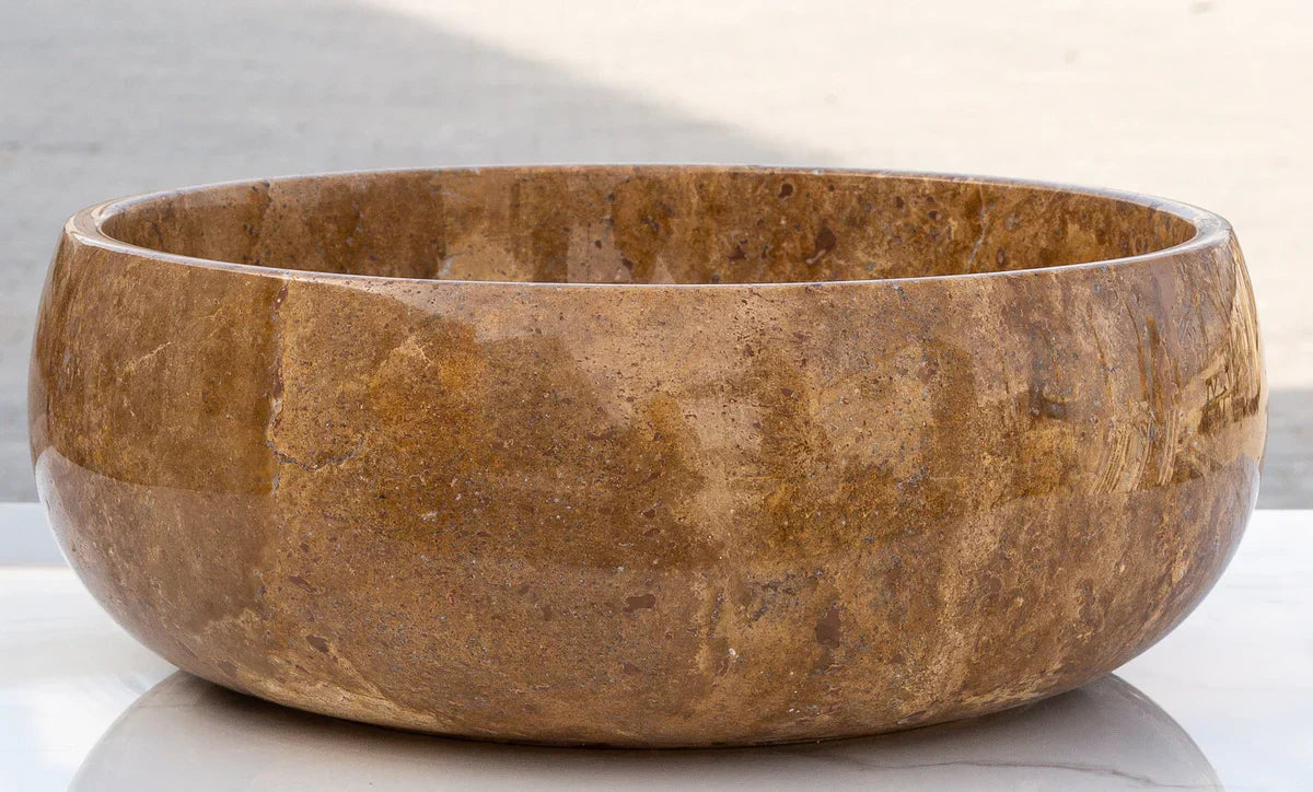 Noce Brown Travertine Natural Stone Above Vanity Bathroom Sink Polished (D)16