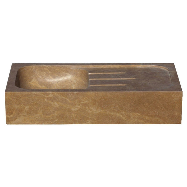 Noce Brown Travertine Natural Stone Farmhouse Rectangular Vessel Kitchen Sink (W)18