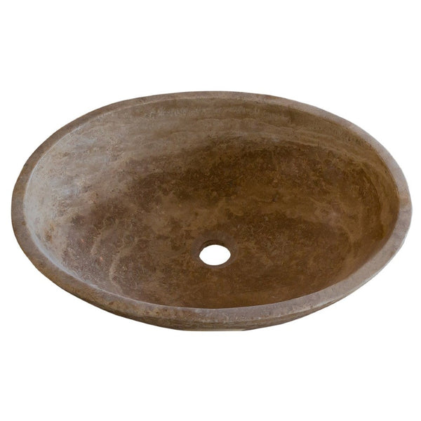 Noce Brown Travertine Natural Stone Oval Vessel Sink (W)16