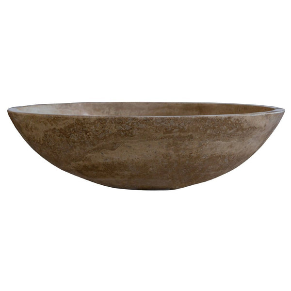 Noce Brown Travertine Natural Stone Oval Vessel Sink (W)16