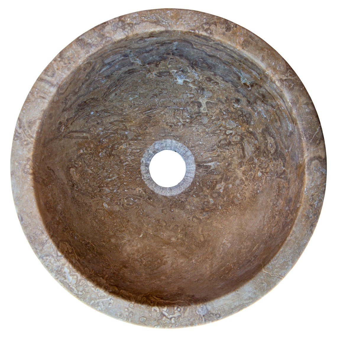 Noce Brown Travertine Natural Stone Round Above Vanity Bathroom Sink (D)12.5