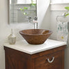 Noce Brown Travertine Powder Room Above Vanity V-Shape Tapered Sink (D)16