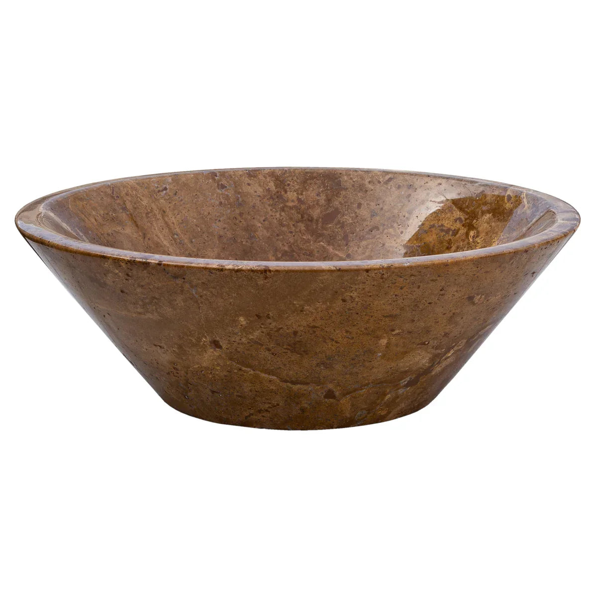 Noce Brown Travertine Powder Room Above Vanity V-Shape Tapered Sink (D)16