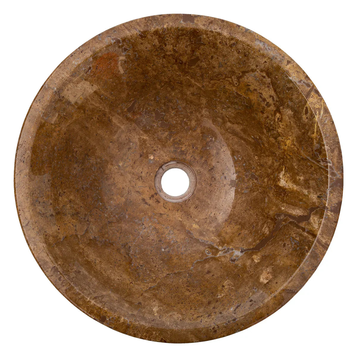 Noce Brown Travertine Powder Room Above Vanity V-Shape Tapered Sink (D)16