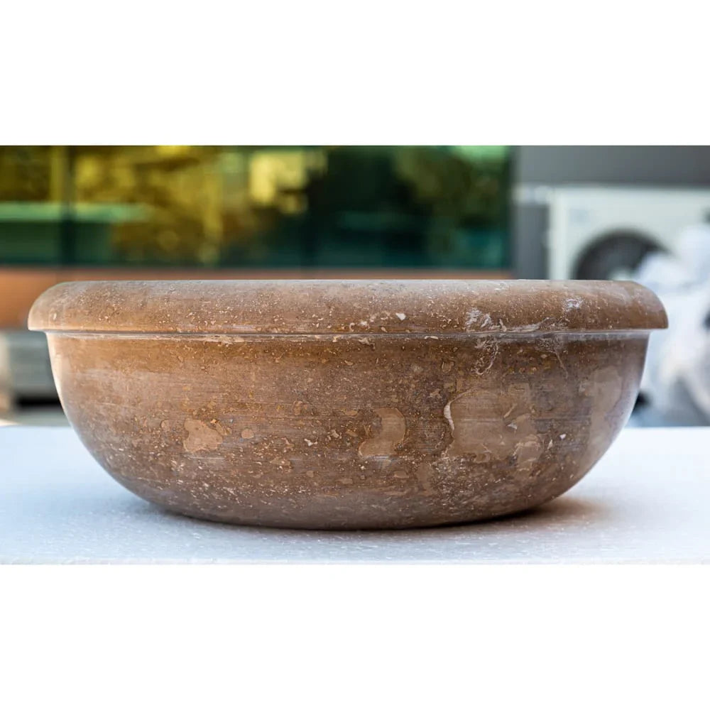 Noce Brown Travertine Natural Stone Above Vanity or Drop-in Bathroom Sink (D)16