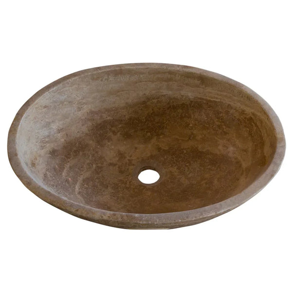 Noce Brown Travertine Natural Stone Oval Above Vanity Bathroom Sink (W)16