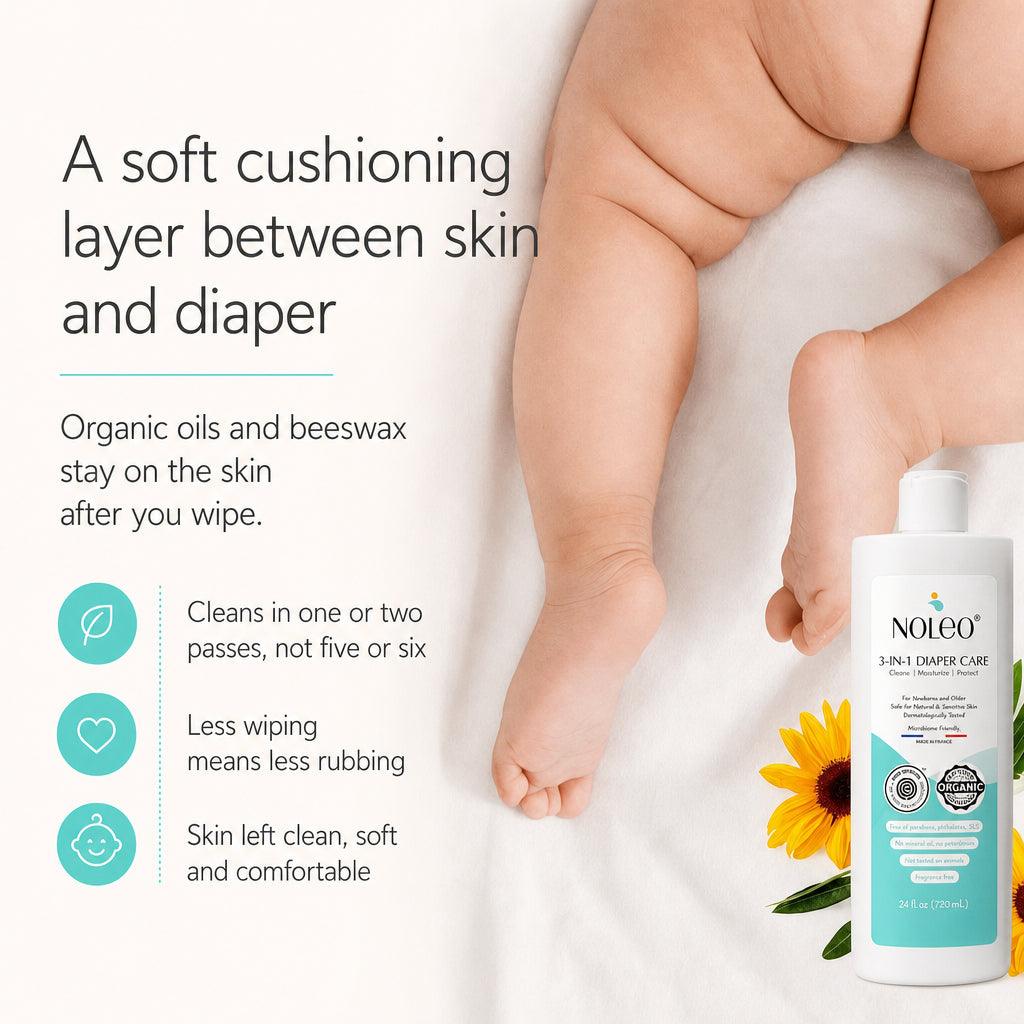 NOLEO DUO: 3-in-1 Diaper Rash Cream & Large Cotton Pads