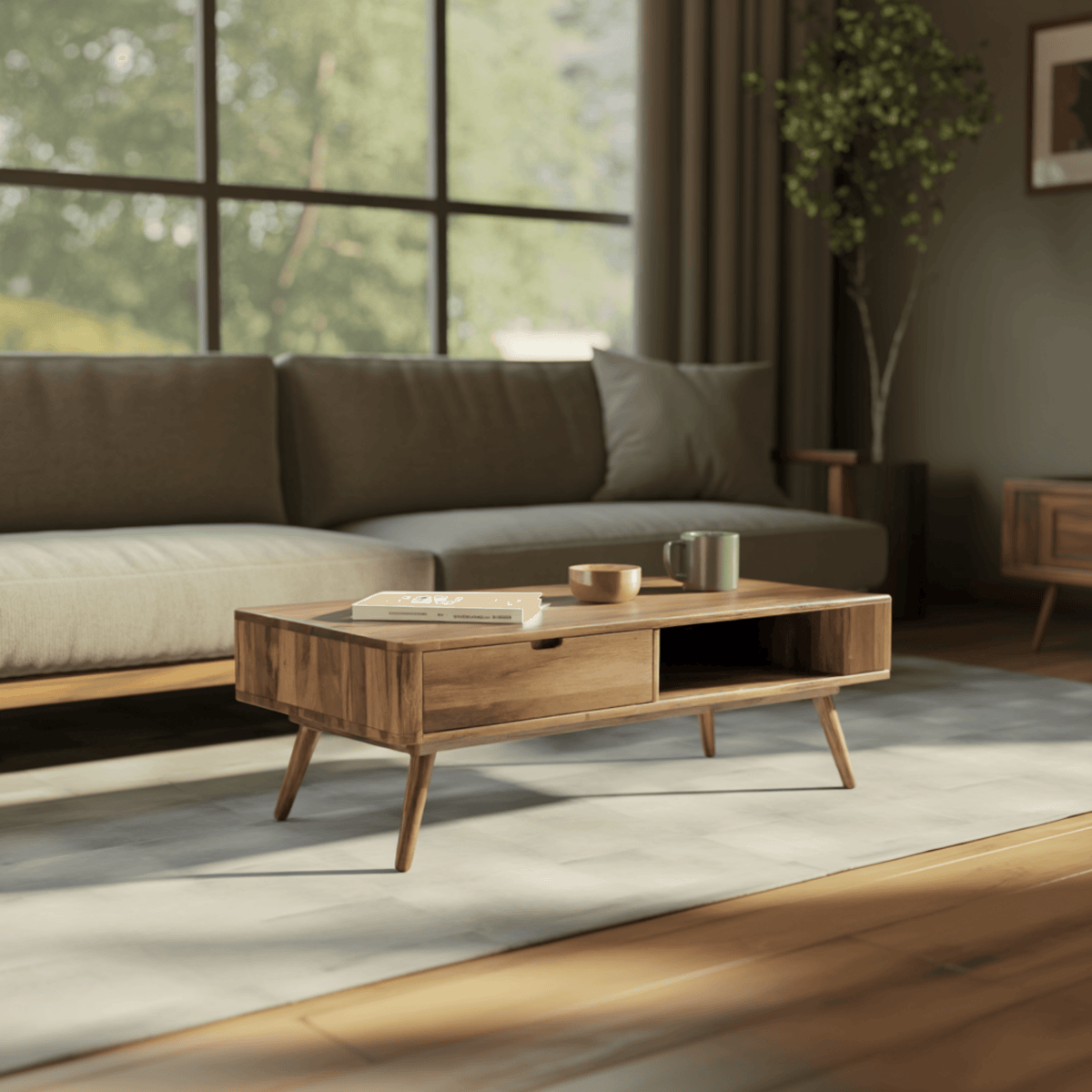 Nordell Solid Wood Coffee Table with Drawer Storage