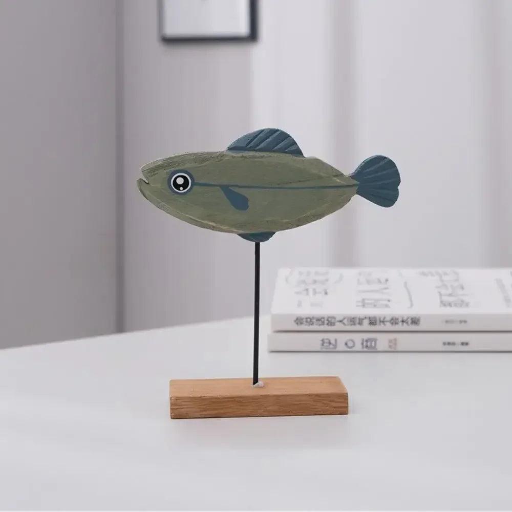 Nordic Wooden Fish Sculpture Tabletop Decor Collection