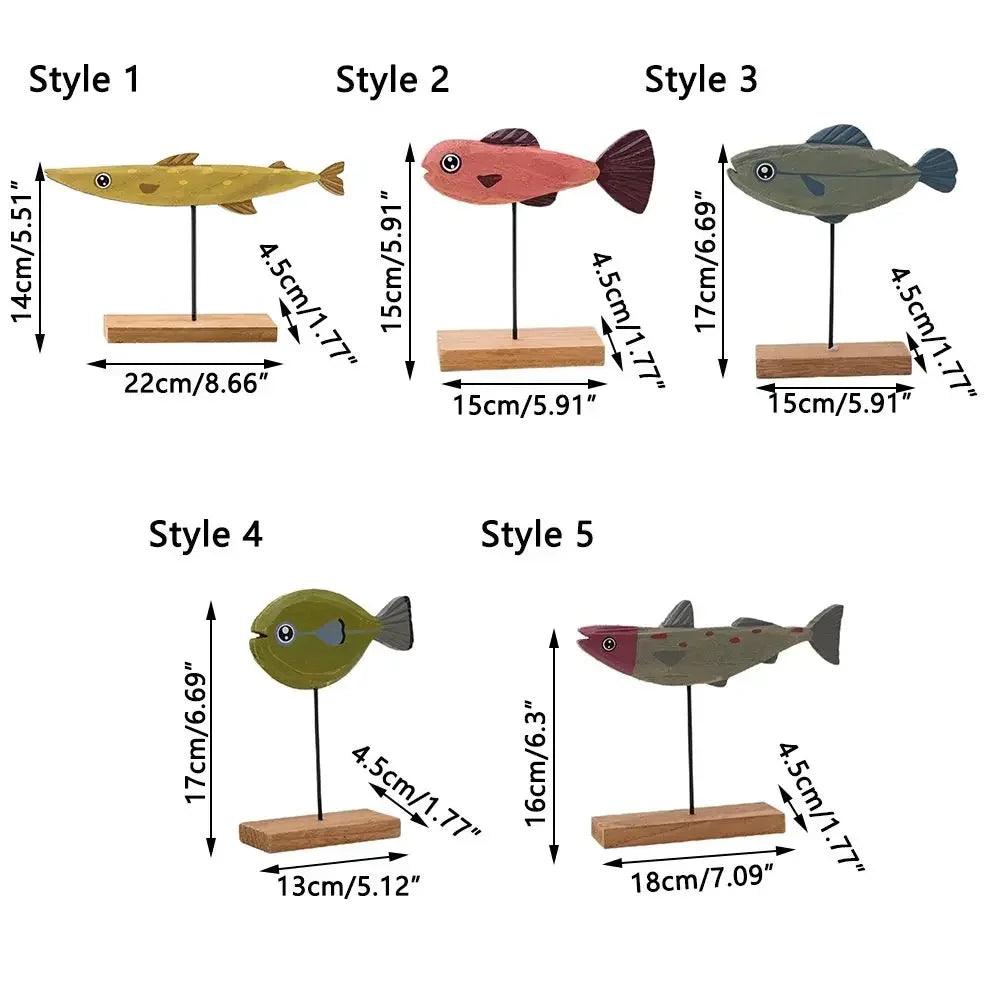 Nordic Wooden Fish Sculpture Tabletop Decor Collection