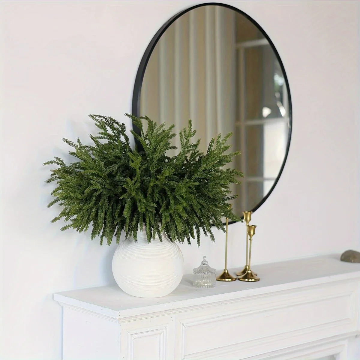 Norfolk Pine Branches, Artificial Evergreen Stems, UV-Resistant, 45.72cm