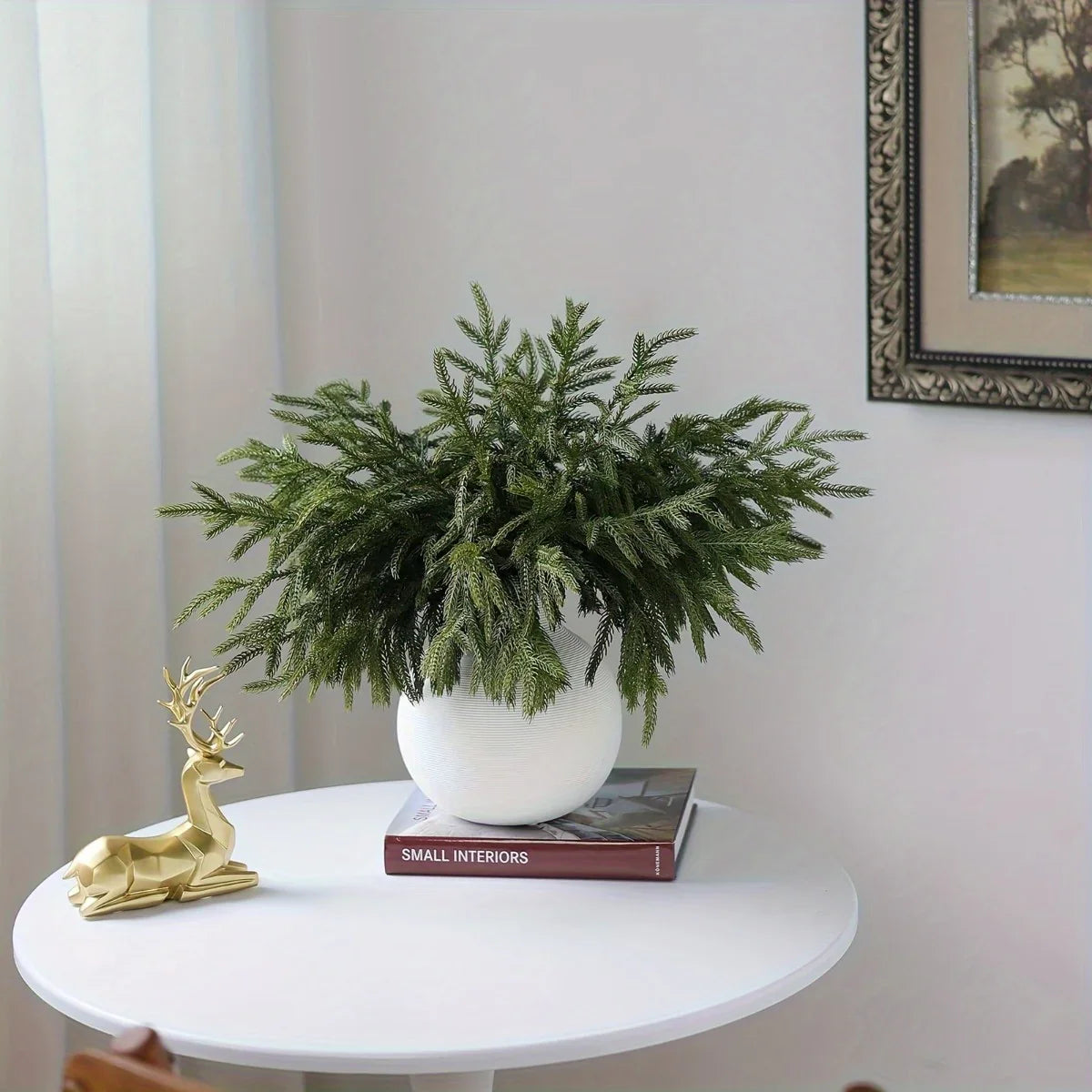 Norfolk Pine Branches, Artificial Evergreen Stems, UV-Resistant, 45.72cm