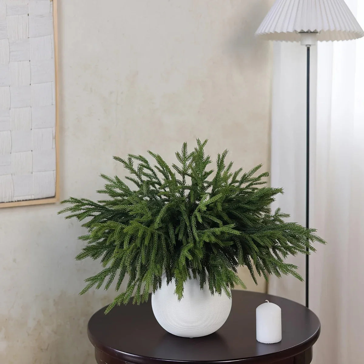 Norfolk Pine Branches, Artificial Evergreen Stems, UV-Resistant, 45.72cm