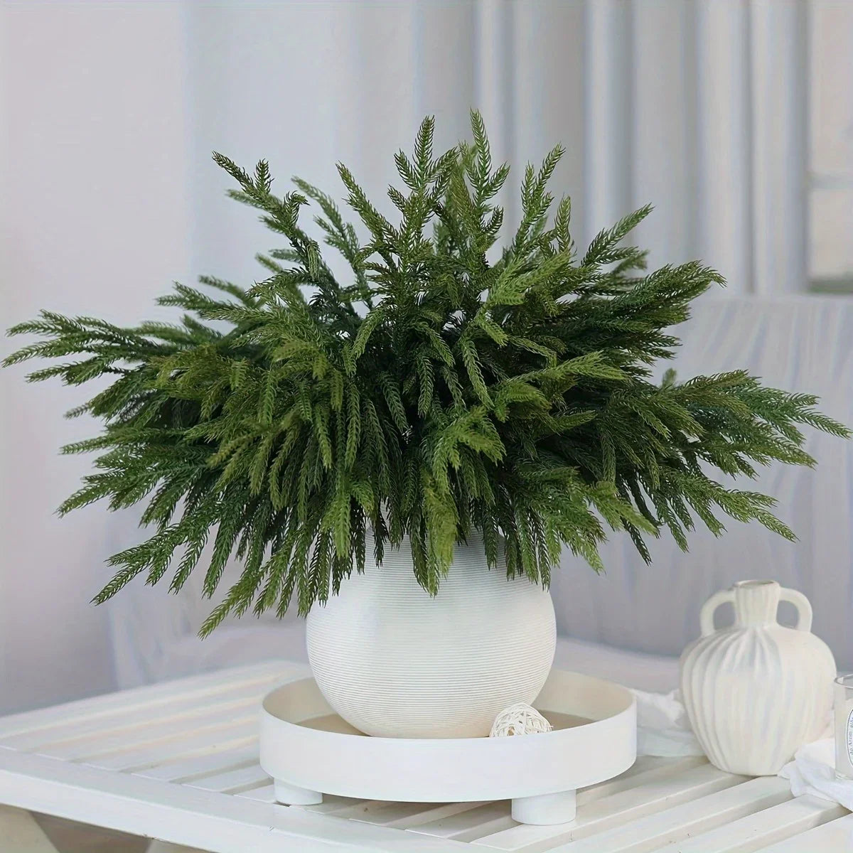 Norfolk Pine Branches, Artificial Evergreen Stems, UV-Resistant, 45.72cm