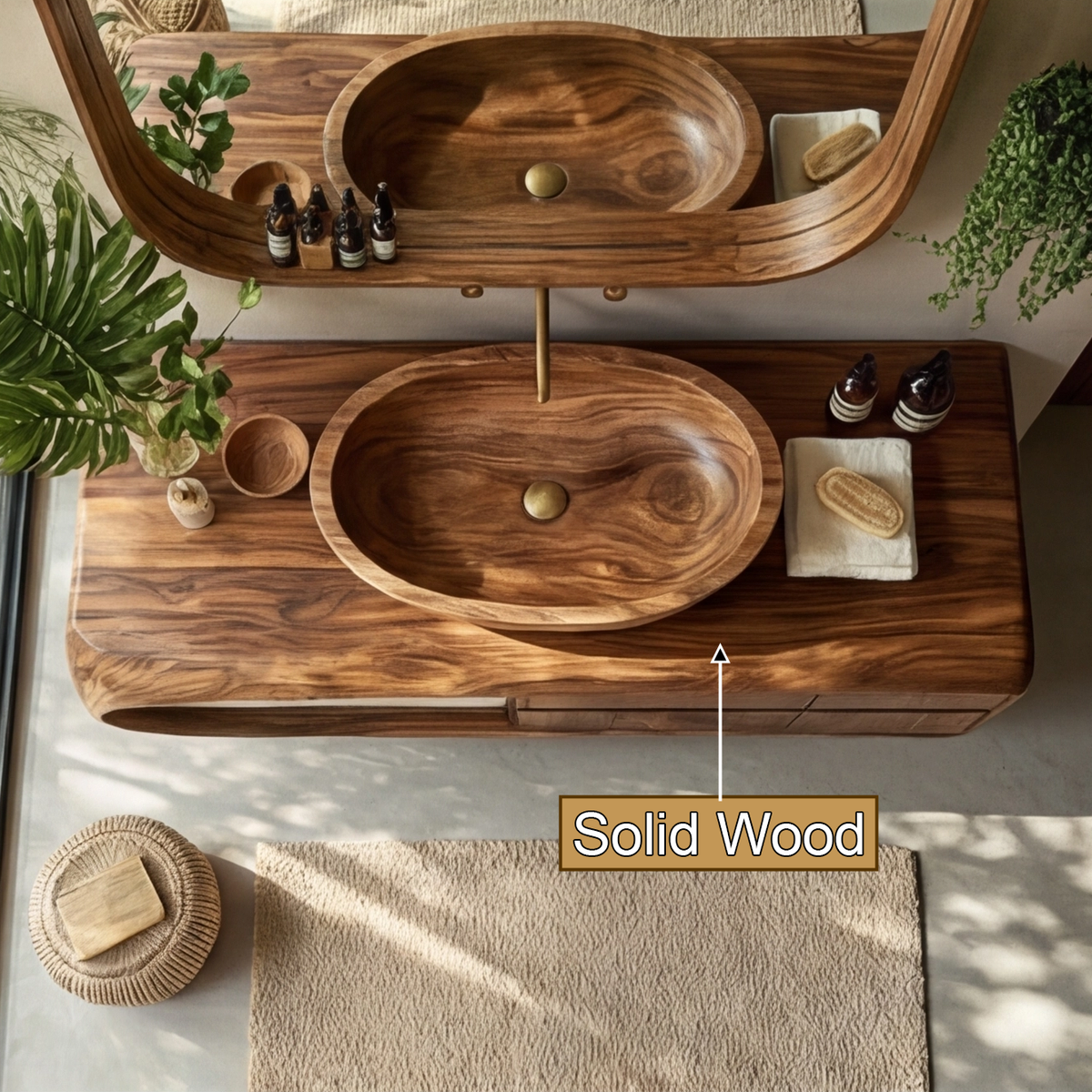 Norvella Solid Wood Floating Bathroom Vanity with Drawers
