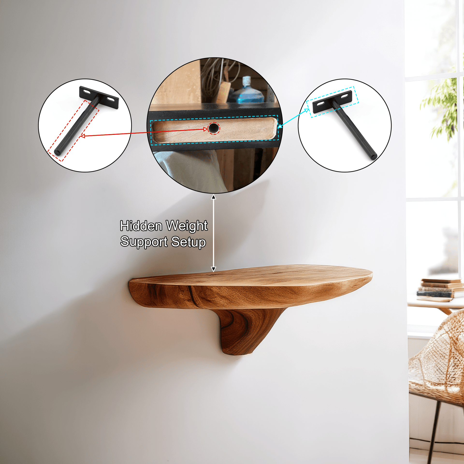 Norvyn Mushroom Solid Wood Floating Shelf SPA187695