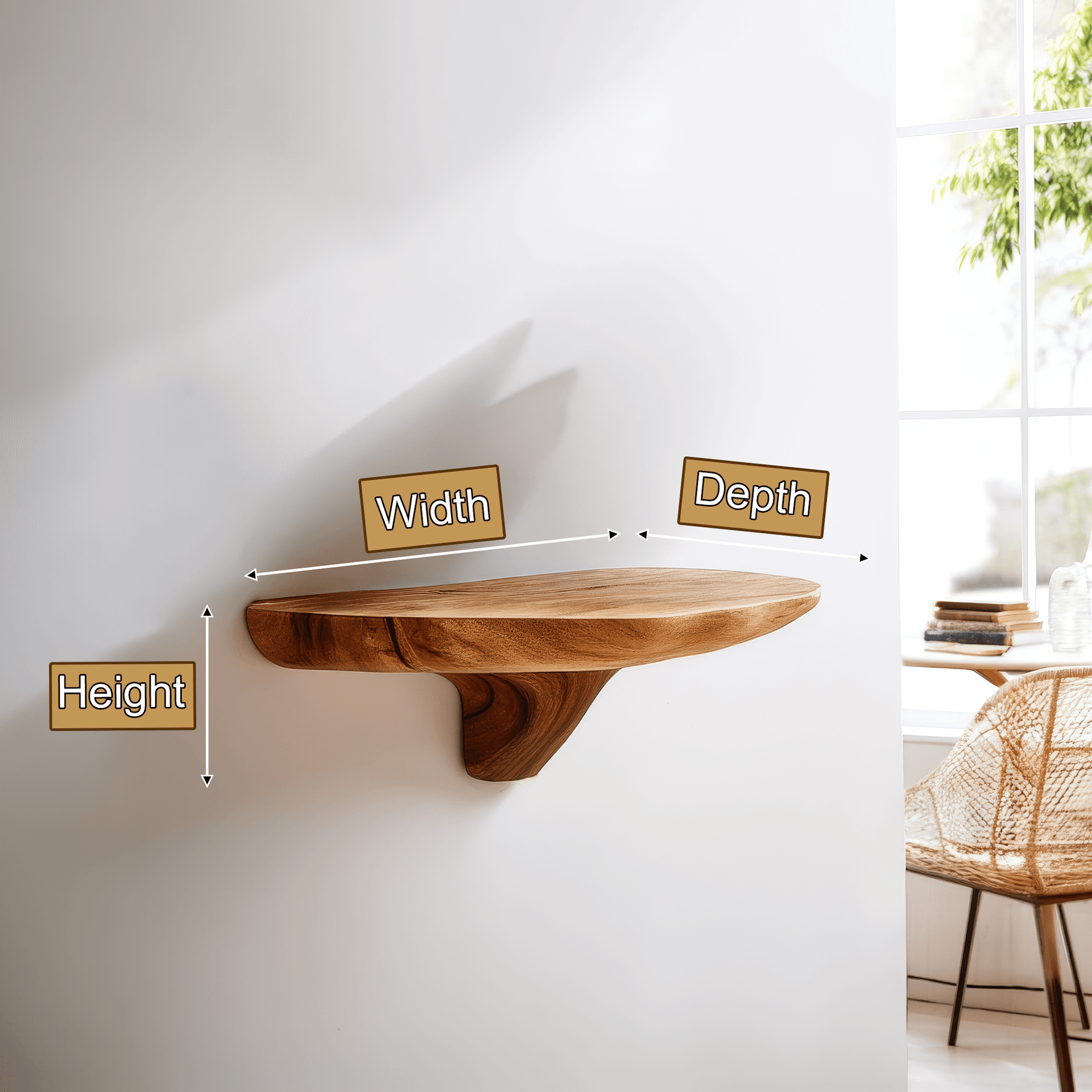 Norvyn Mushroom Solid Wood Floating Shelf SPA187695
