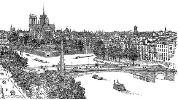 Notre Dame Autumn Etching