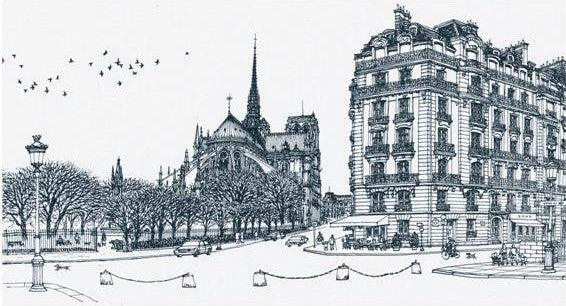 Notre Dame Winter with Artist Remarque and Chinese chop Mark (UNFRAMED) by Alexander Chen - Artman - Gifts for You 'n Me