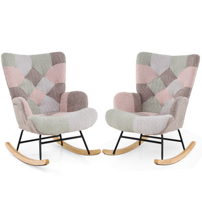 Nursery Rocking Chair with Ergonomic Armrests and High Backrest for Living Room